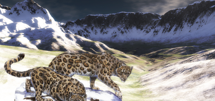 snow leopard post work in Terragen