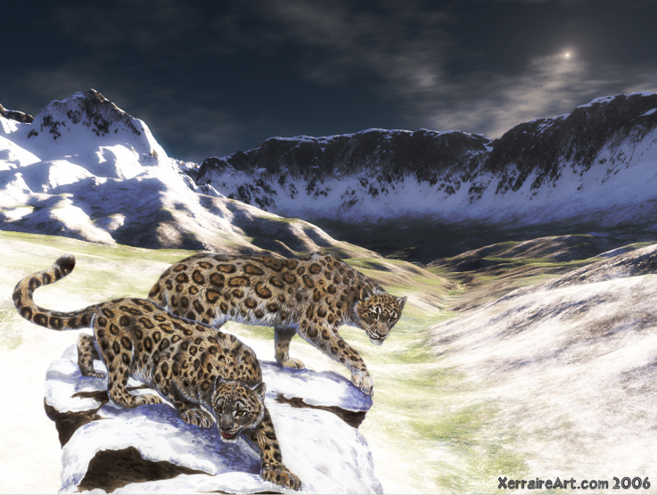 snow leopard post work in Terragen