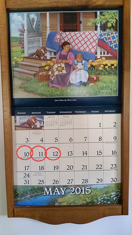 One turn of the calendar into the month of May and there it is. Mother's Day, my birthday and Rubí's birthday all together.