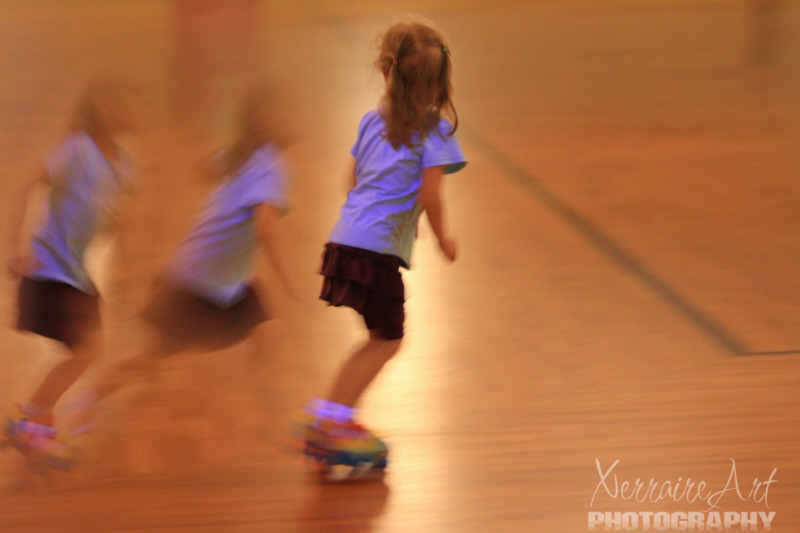 Rubi had settings on her little girl skates and was soon able to glide a bit more.