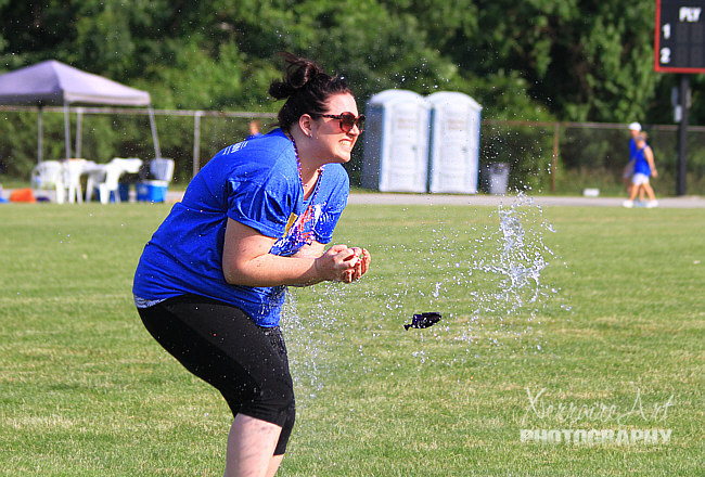 We decided on this hot day, the winners were the ones who broke the balloons and got wet.