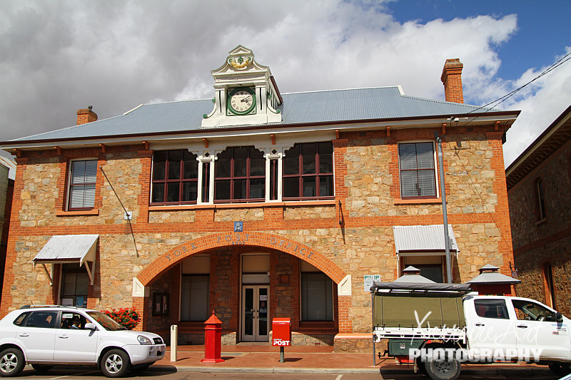 The post office, complete with an old time mailing box outside. They've created a very modern apartment upstairs.