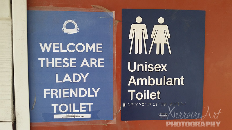 As I approach the bathroom, I notice that Cervantes is ahead of their time with this gender thing, until I notice they are 'lady friendly." At this point, I am not sure I want to go in. Just how friendly is it?