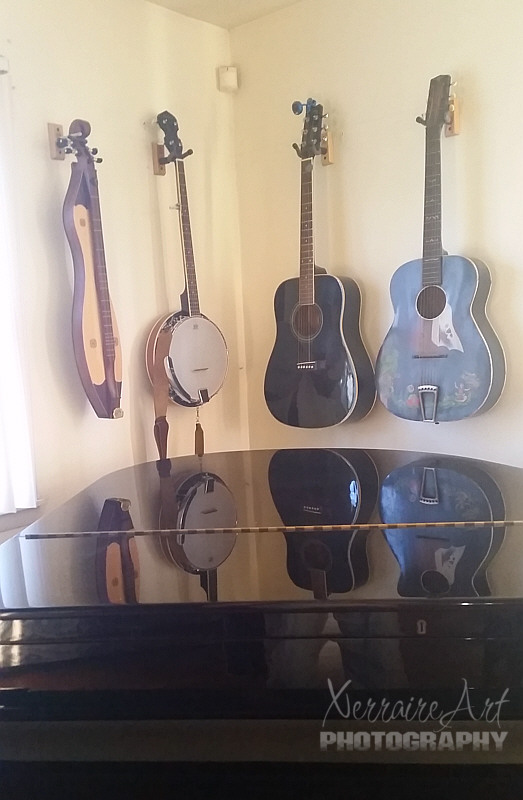 music instruments on the wall