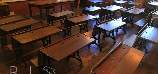 Old desks in the shcool