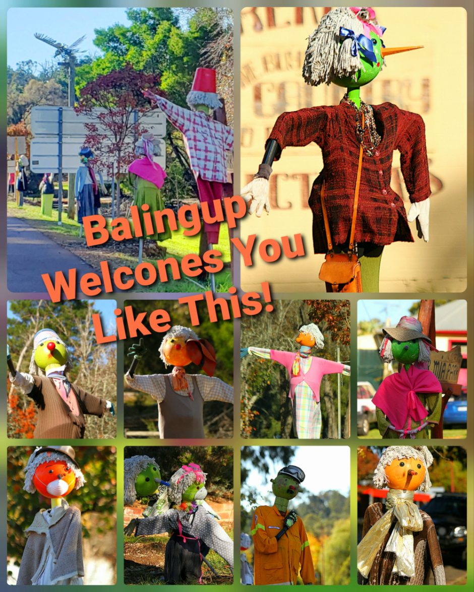 Balingup welcomes you with scarecrows everywhere.