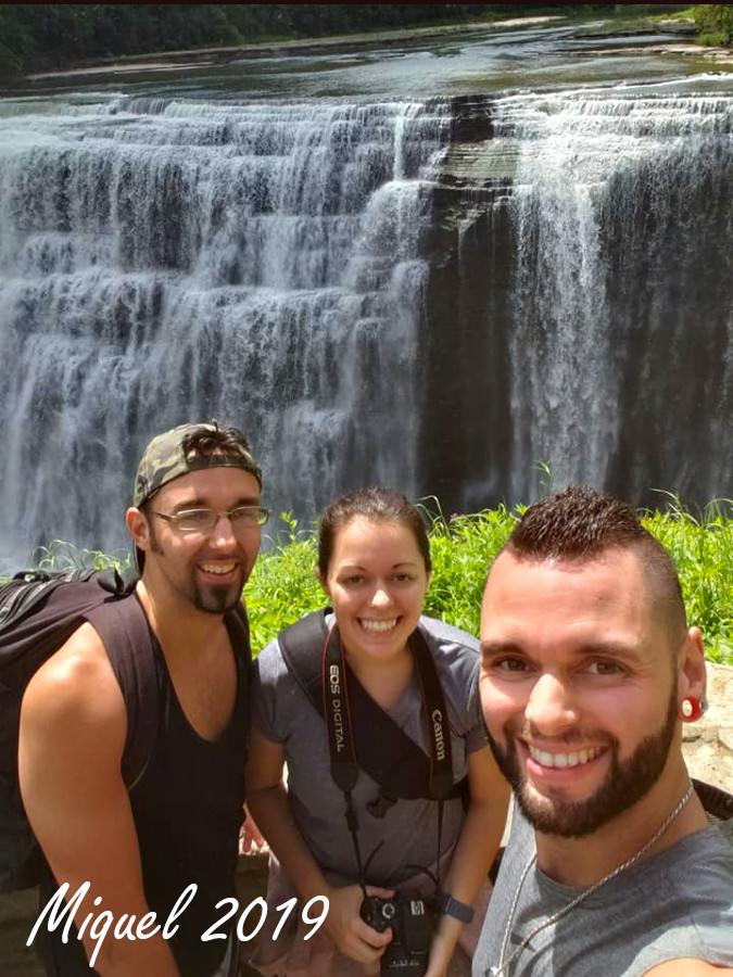 Enric, Laura, and Miquel at Middle Falls at Letchworth