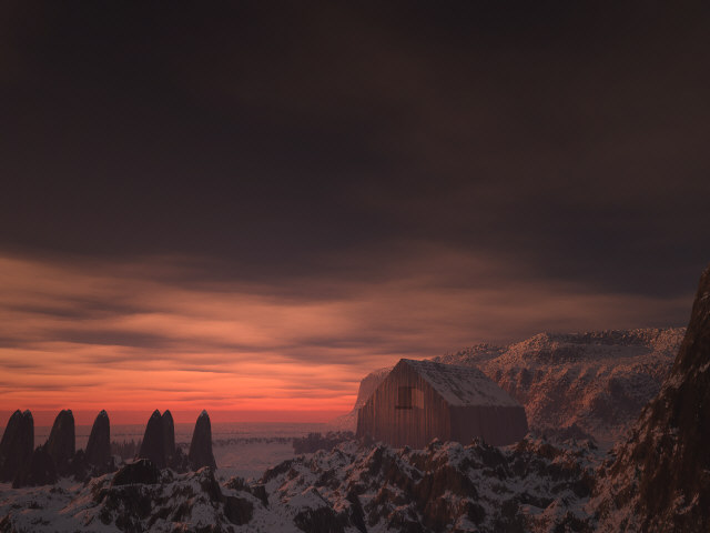 early morning barn