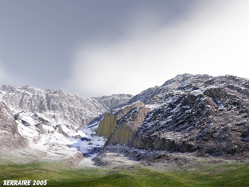 Snow mountain scene in Terragen
