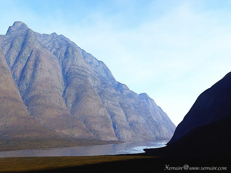 Mountains and a river in Terragen