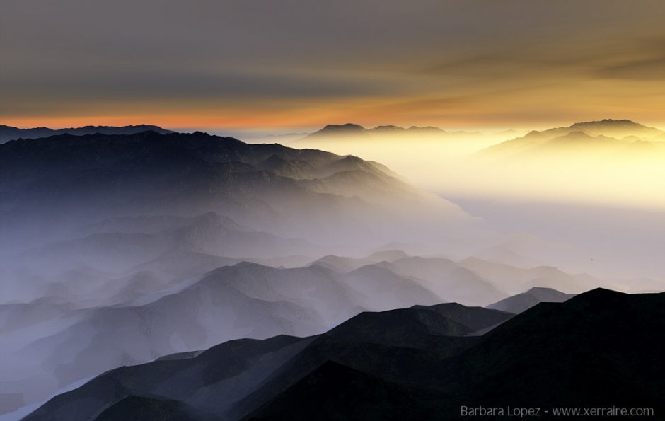 Love the mist in the mountains here, Terragen Panorama