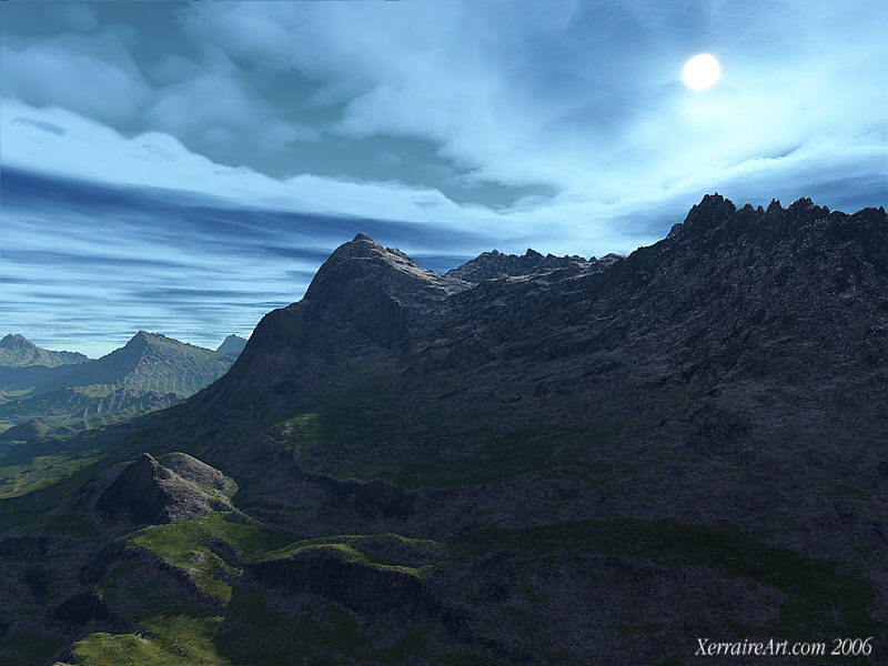 Mountains and pretty clouds in terragen