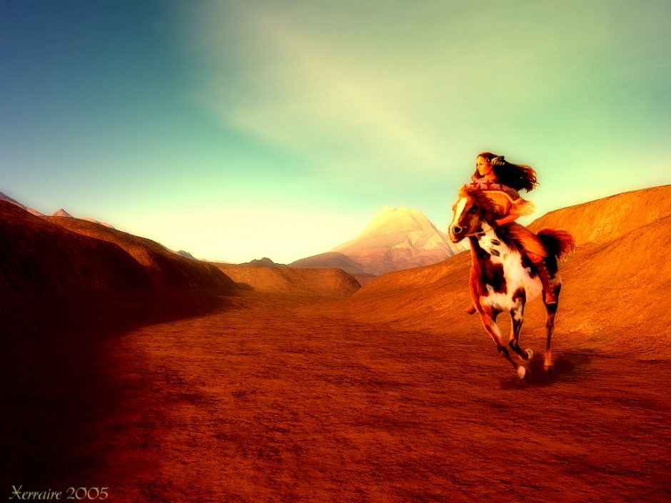 Lady on horse in Terragen