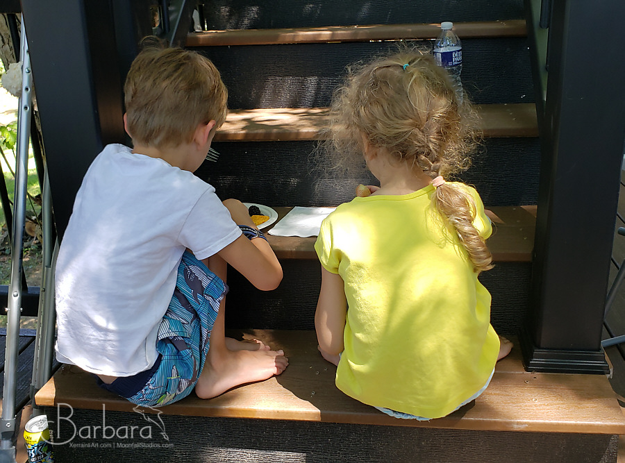 Eating on the steps