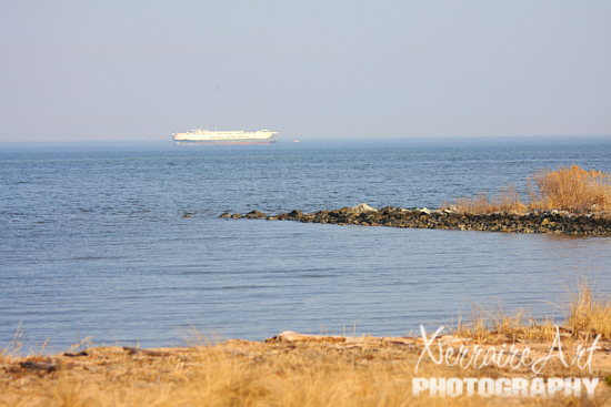 At Ft. Smallwood, you can often see big boats in the water.