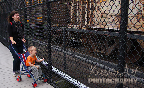 Silas gets excited about the trains going by while we were on the foot bridge.