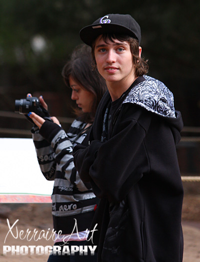 Laura taking photos of the kangaroos