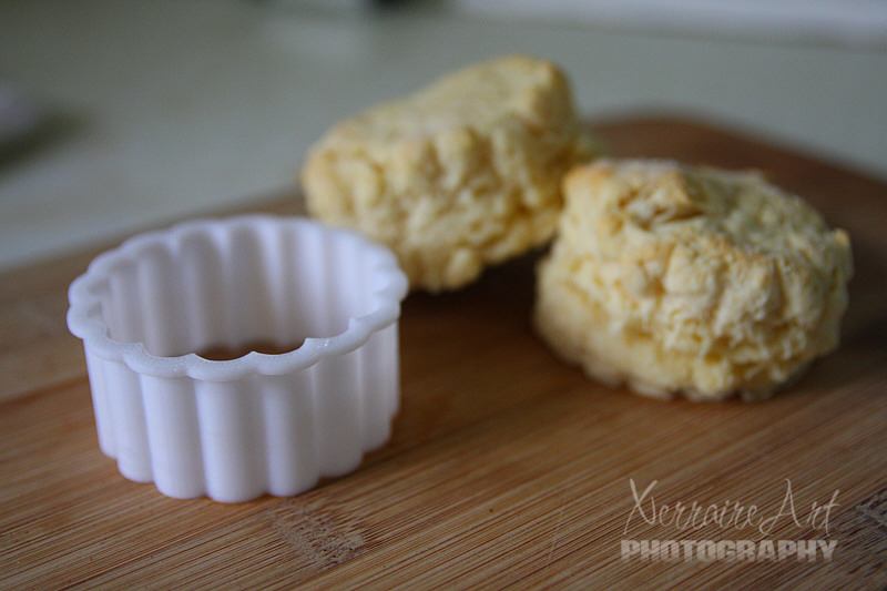 That white round with ridges is my new scones cutter that John designed and printed on his new 3D printer.