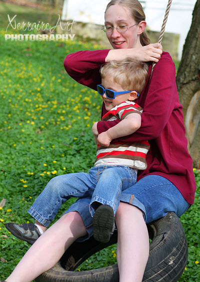 Miranda helps Silas with the tire swing