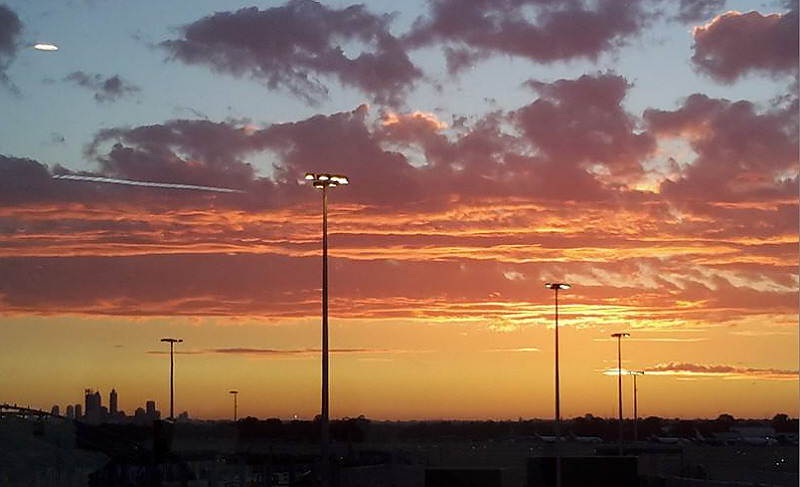 We finally had to say good-bye and I cried till I thought I would just collapse. Off to the waiting area, this sunset appeared. I remember being sad the evening before that I didn't get a sunset because of a cloudy sky....this was beautiful. Very sweet farewell from Perth.