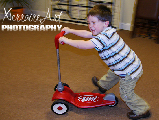 Later, what was named as the "Scooter Room" was put to good use by the boys, Connor seen here.