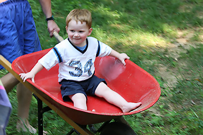 Aiden in the Wheelbarrel