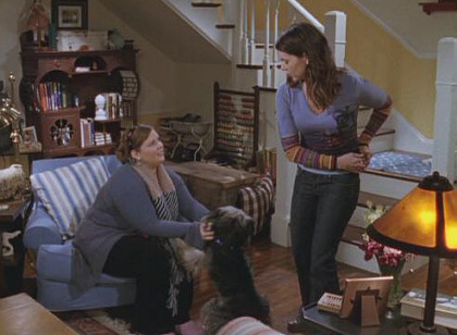 Sookie and Lorelai with Paul Anka the dog, Gilmore Girls