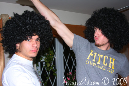 Ryan and Josh in afros