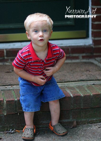 Silas on the front step