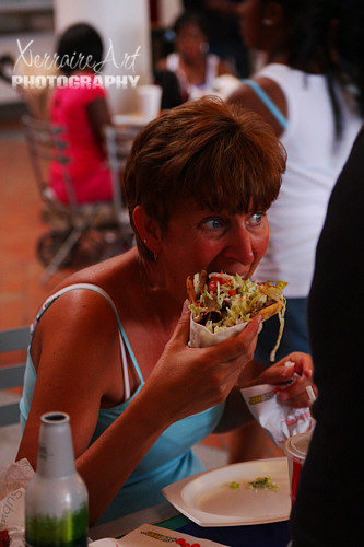 Chris eating a gyro