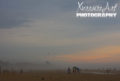 Ocean city in the fog